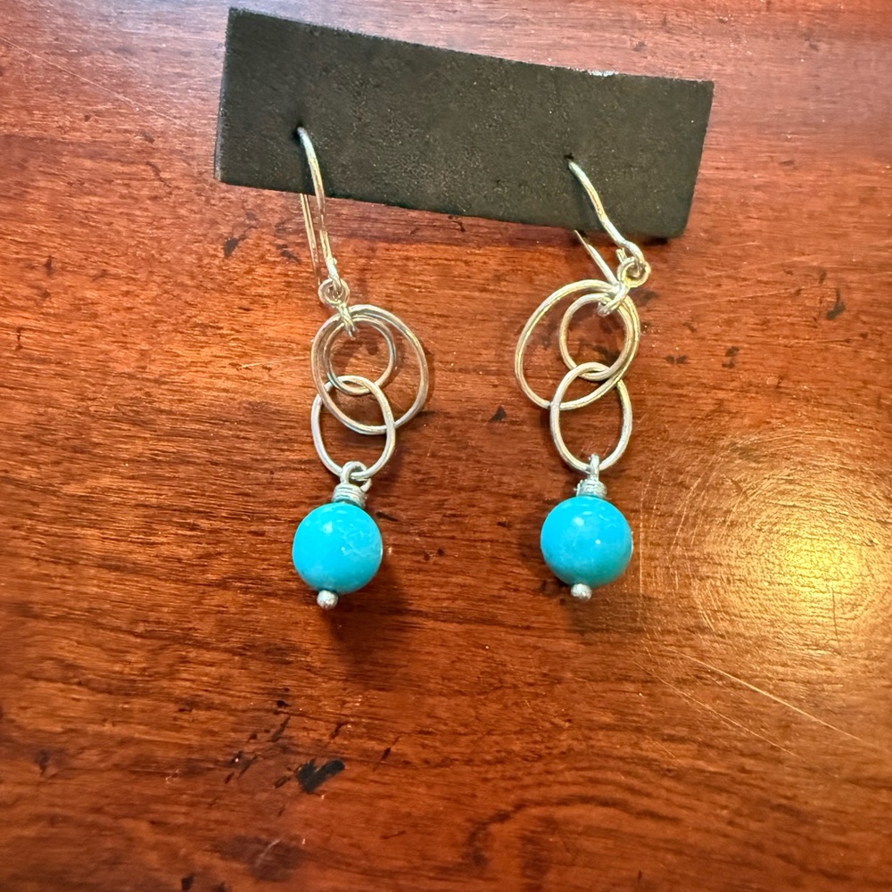 Whimsical Silver and Blue Dangle Earrings